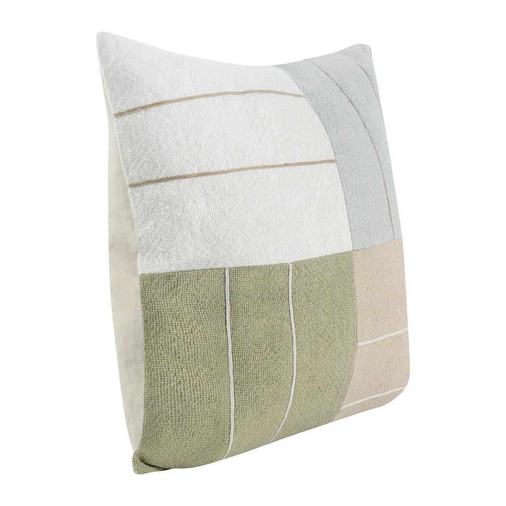Niya 22" Linen Blend Multicolor Throw Pillow. Picture 3