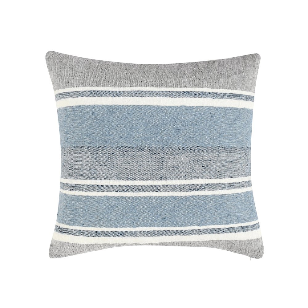 Lima 22" Linen Fabric Capri Blue Throw Pillow. Picture 1