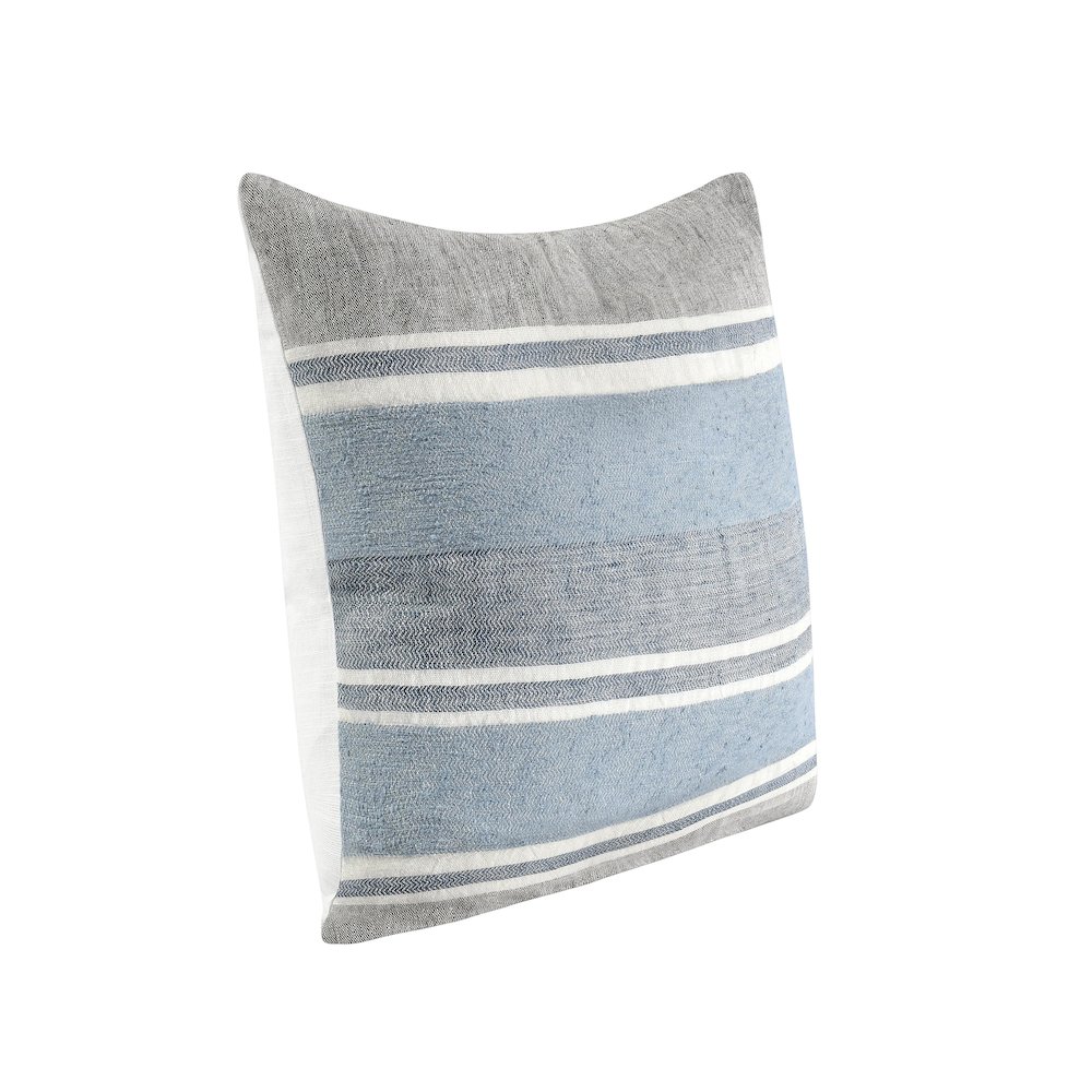 Lima 22" Linen Fabric Capri Blue Throw Pillow. Picture 2