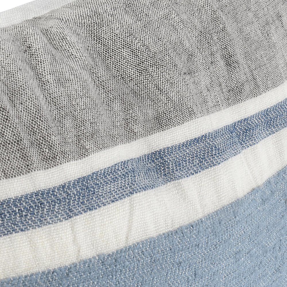 Lima 22" Linen Fabric Capri Blue Throw Pillow. Picture 4