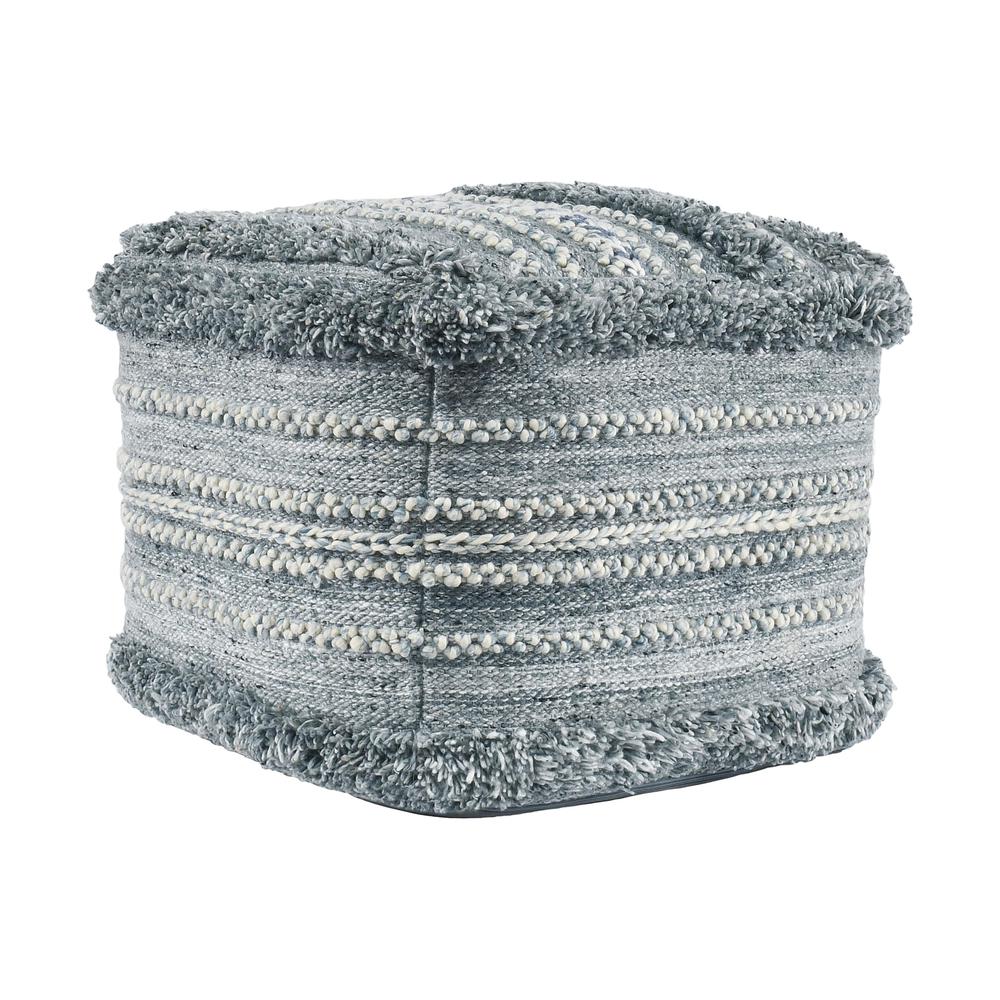 Elko 18" Blue Indoor Outdoor Pouf, Blue. Picture 1