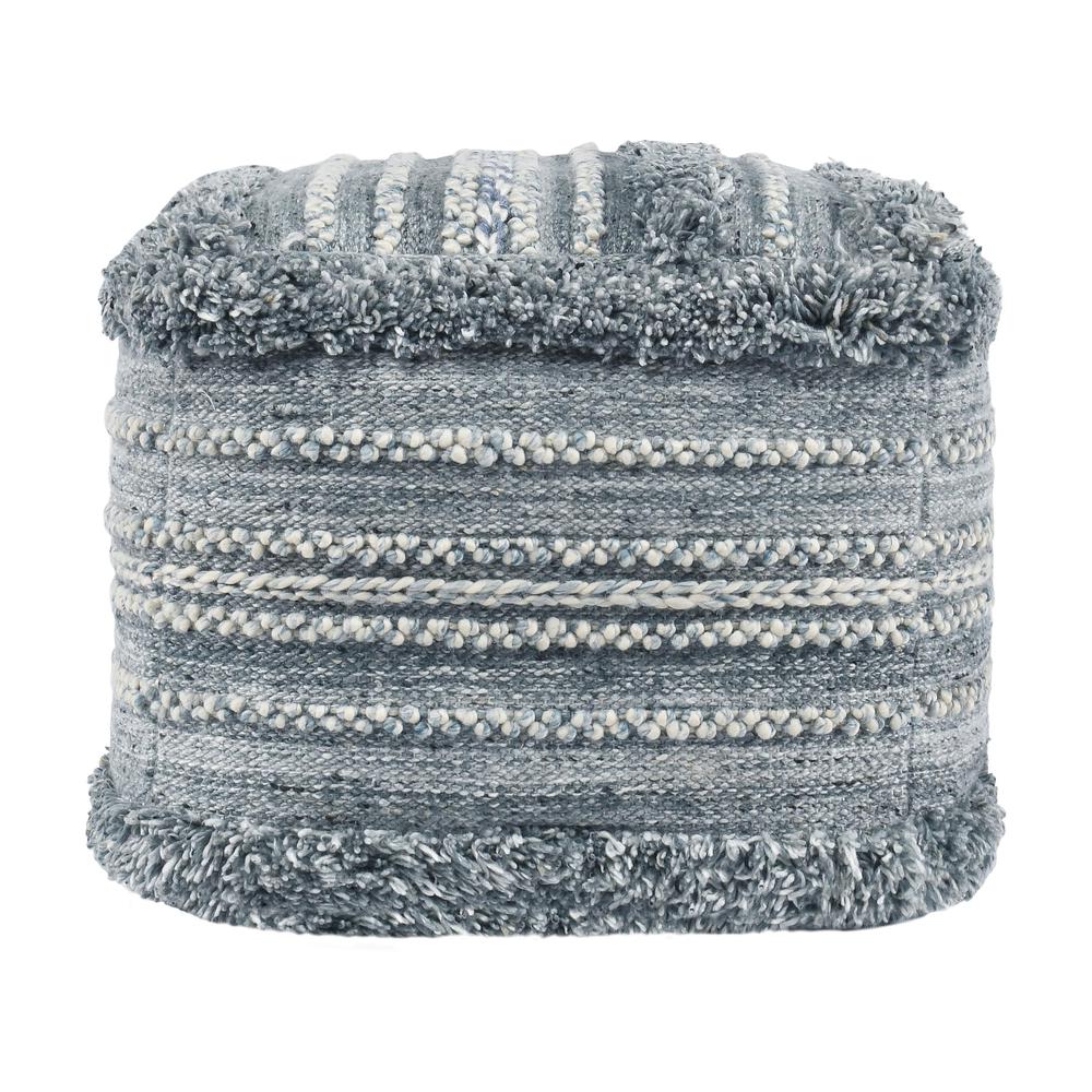 Elko 18" Blue Indoor Outdoor Pouf, Blue. Picture 2