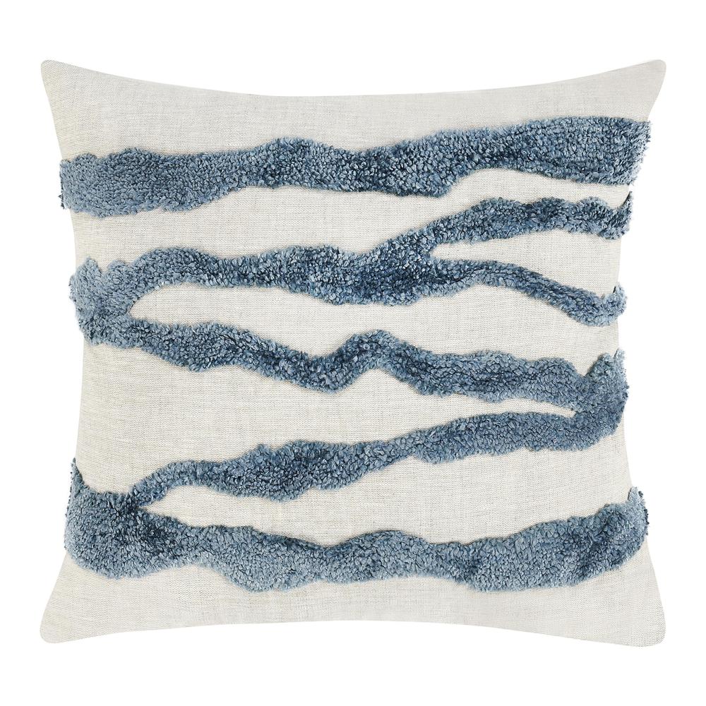 Passage 22" Belgian Linen Blend Throw Pillow, Blue. Picture 1