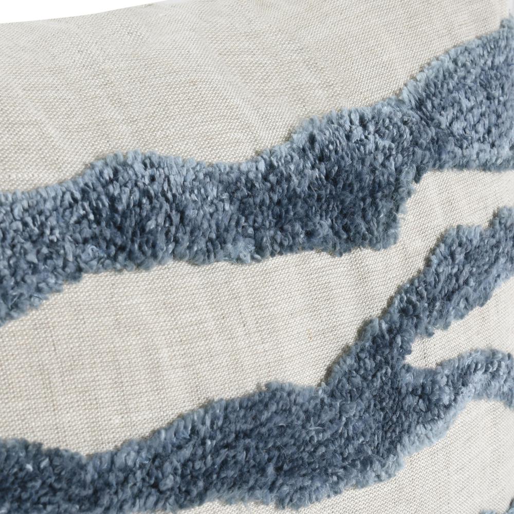 Passage 22" Belgian Linen Blend Throw Pillow, Blue. Picture 4
