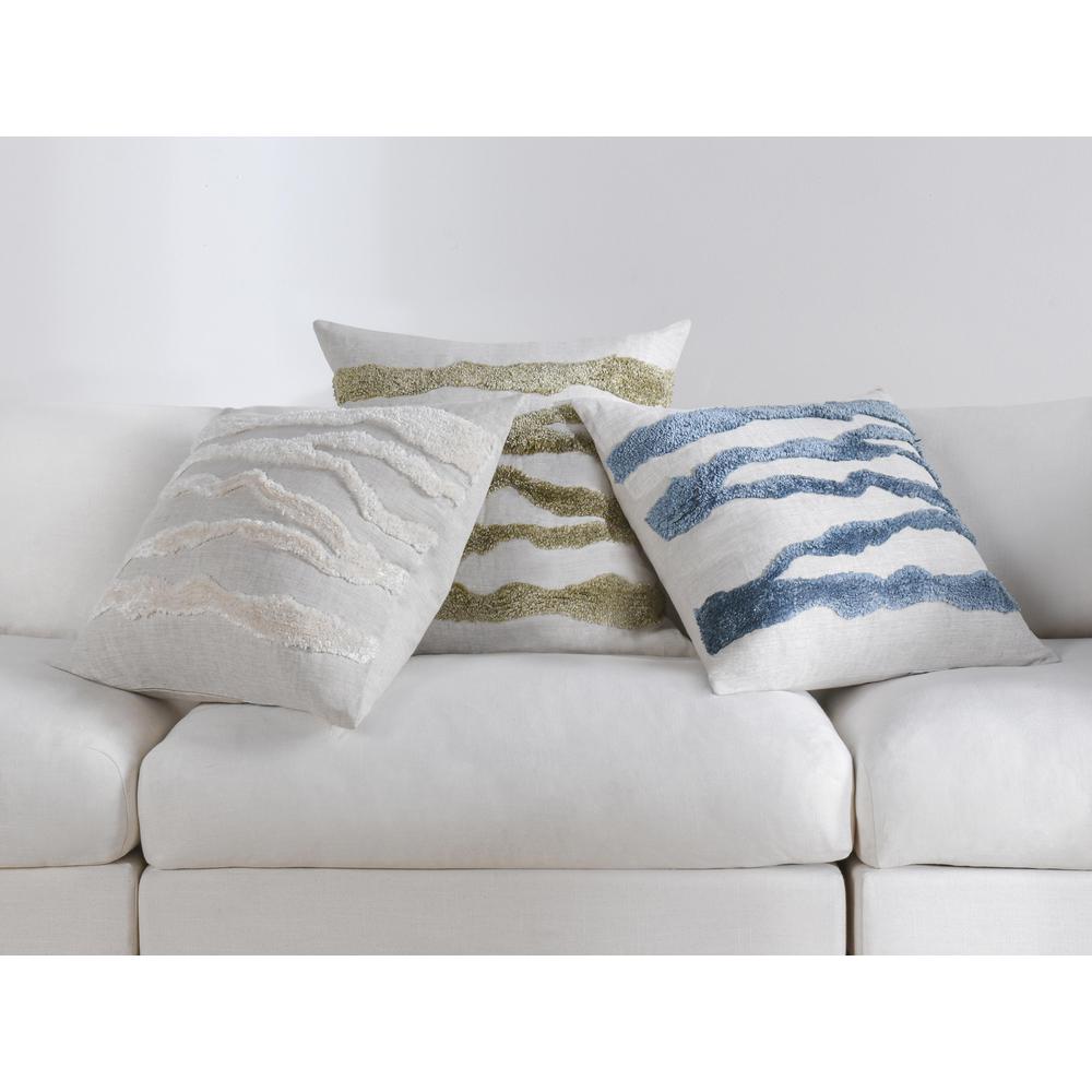 Passage 22" Belgian Linen Blend Throw Pillow, Blue. Picture 8