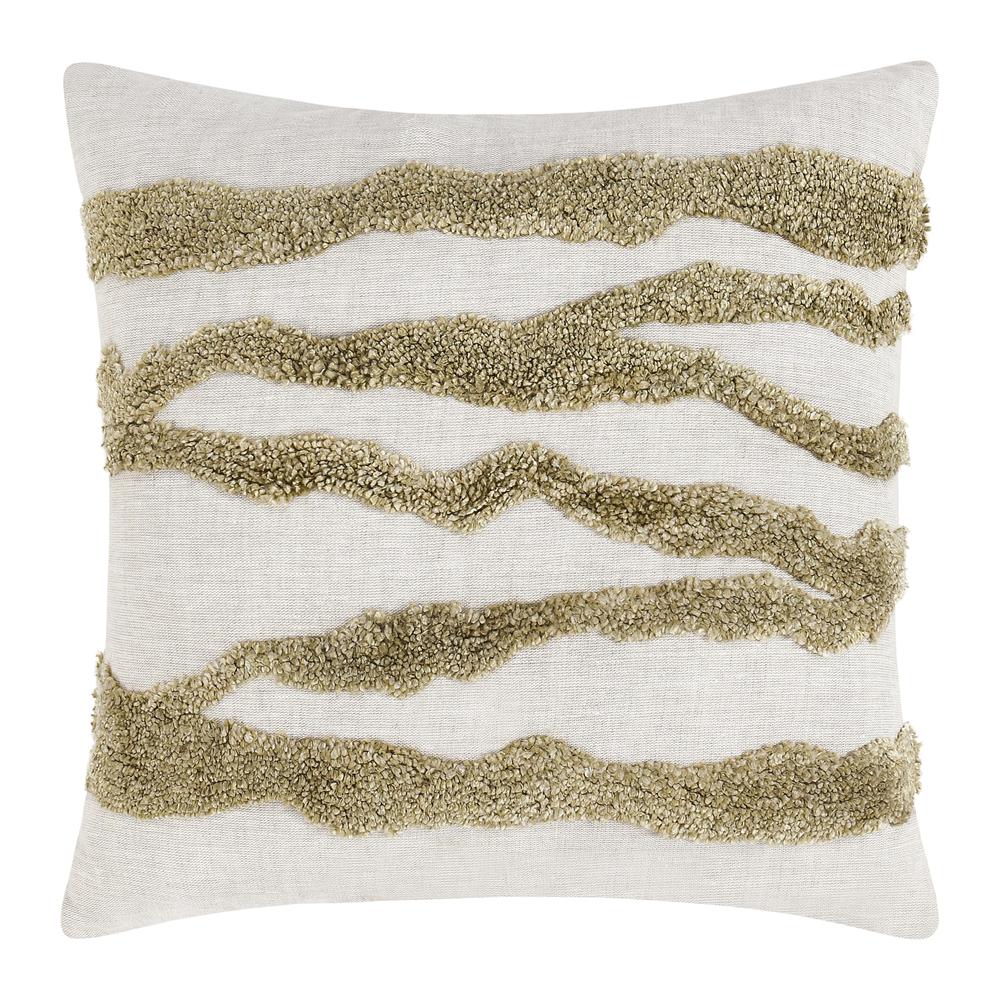 Passage 22" Belgian Linen Blend Throw Pillow, Wheat Green. Picture 1