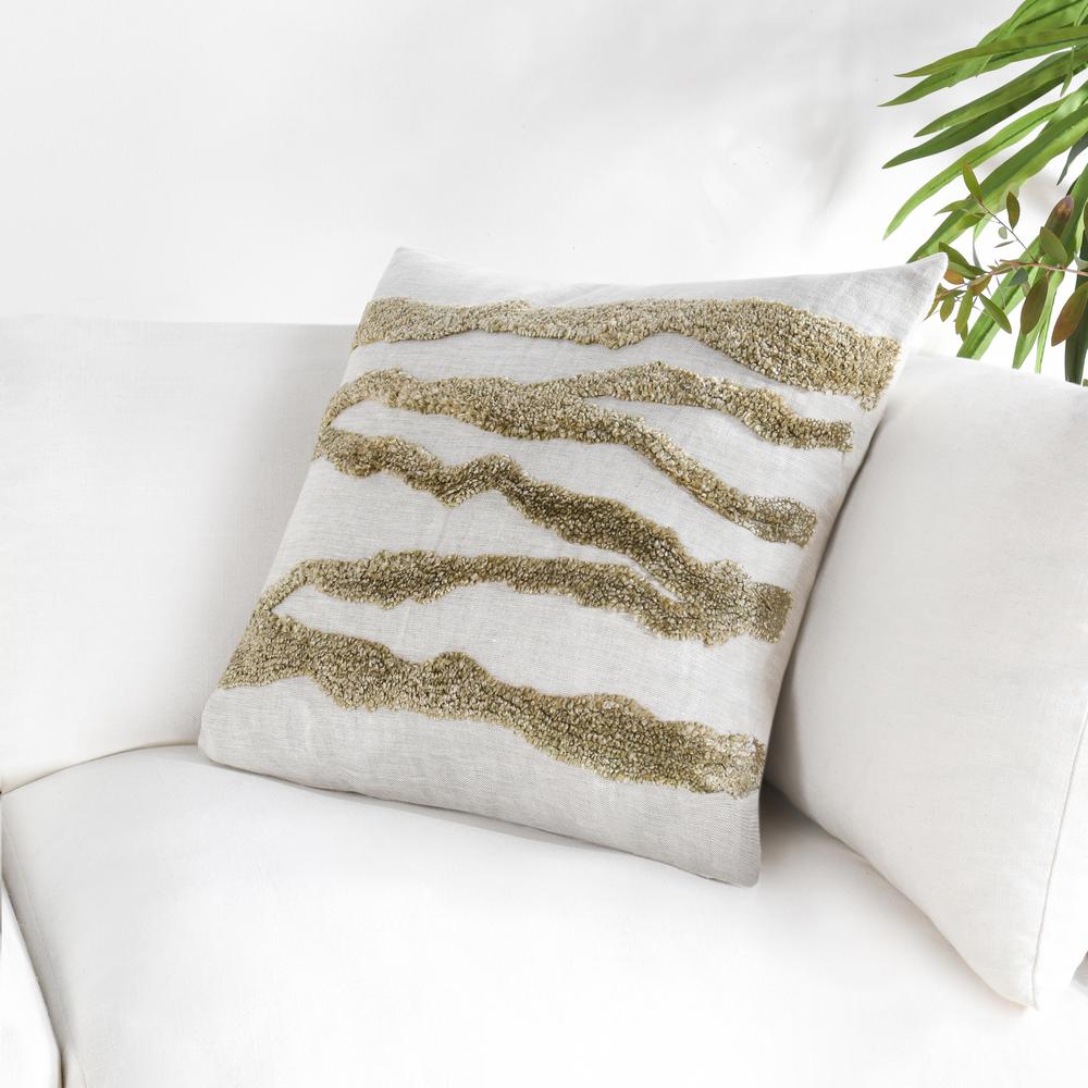 Passage 22" Belgian Linen Blend Throw Pillow, Wheat Green. Picture 5