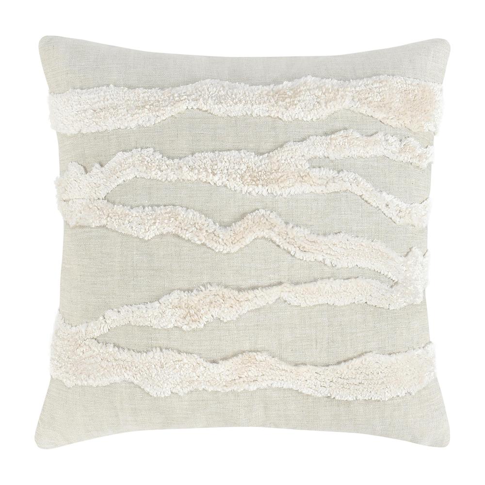 Passage 22" Belgian Linen Blend Throw Pillow, Ivory. Picture 1