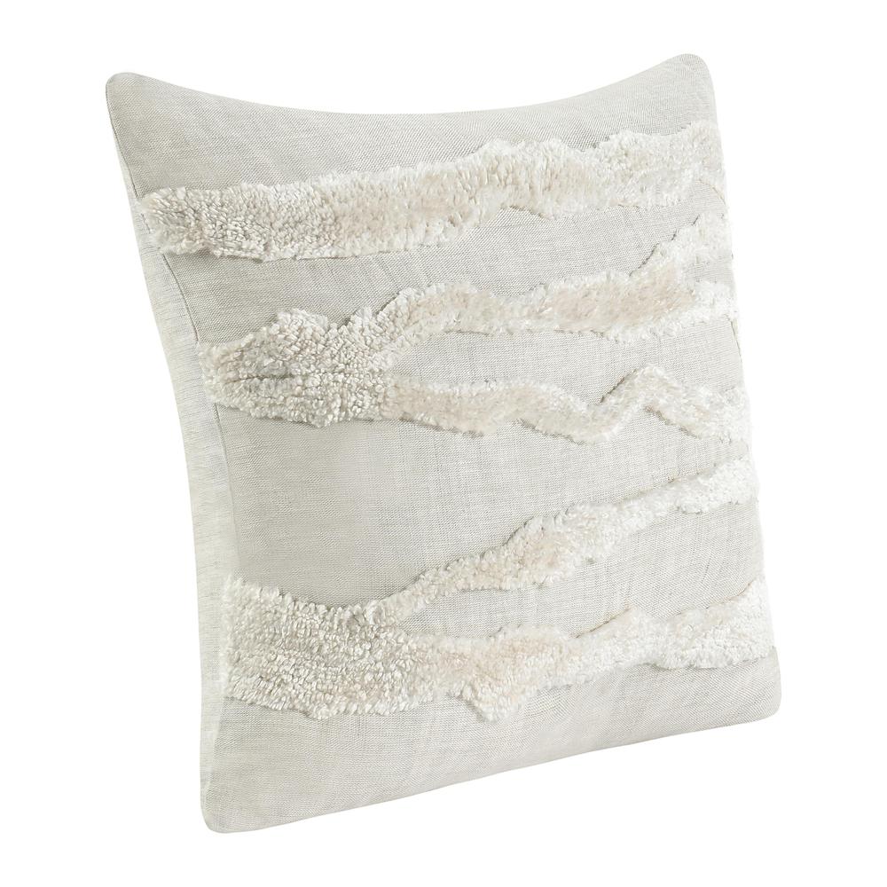 Passage 22" Belgian Linen Blend Throw Pillow, Ivory. Picture 2