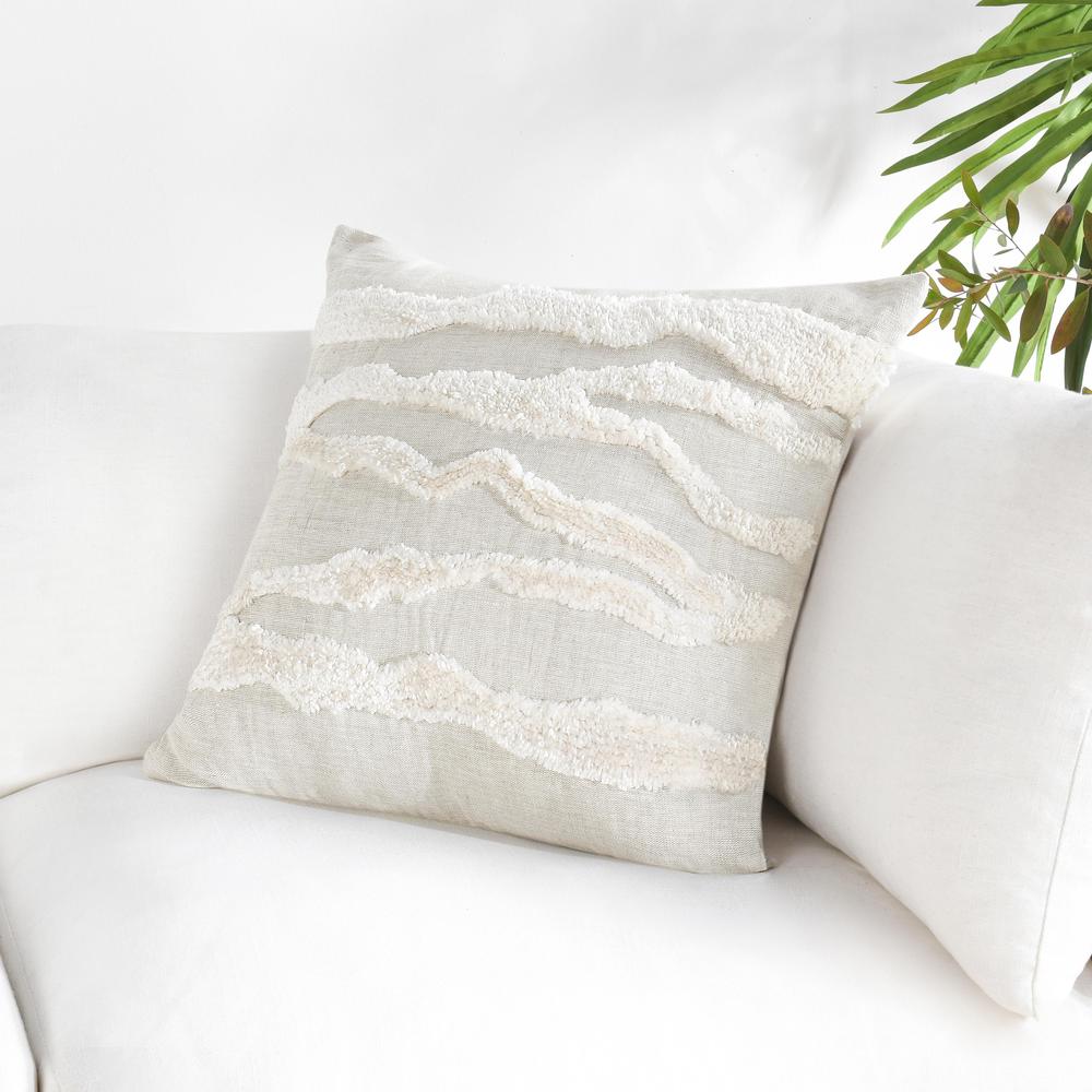Passage 22" Belgian Linen Blend Throw Pillow, Ivory. Picture 5