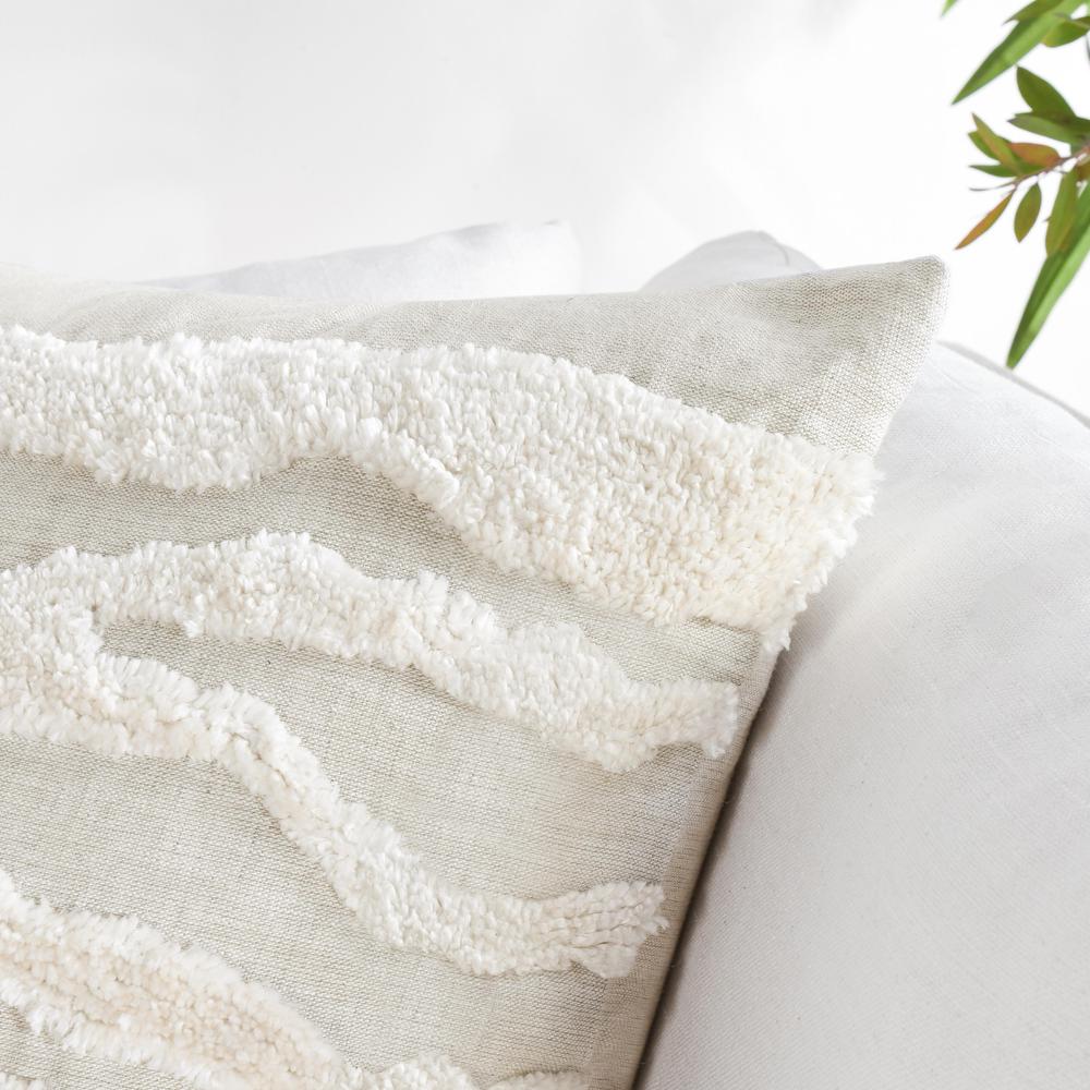 Passage 22" Belgian Linen Blend Throw Pillow, Ivory. Picture 6