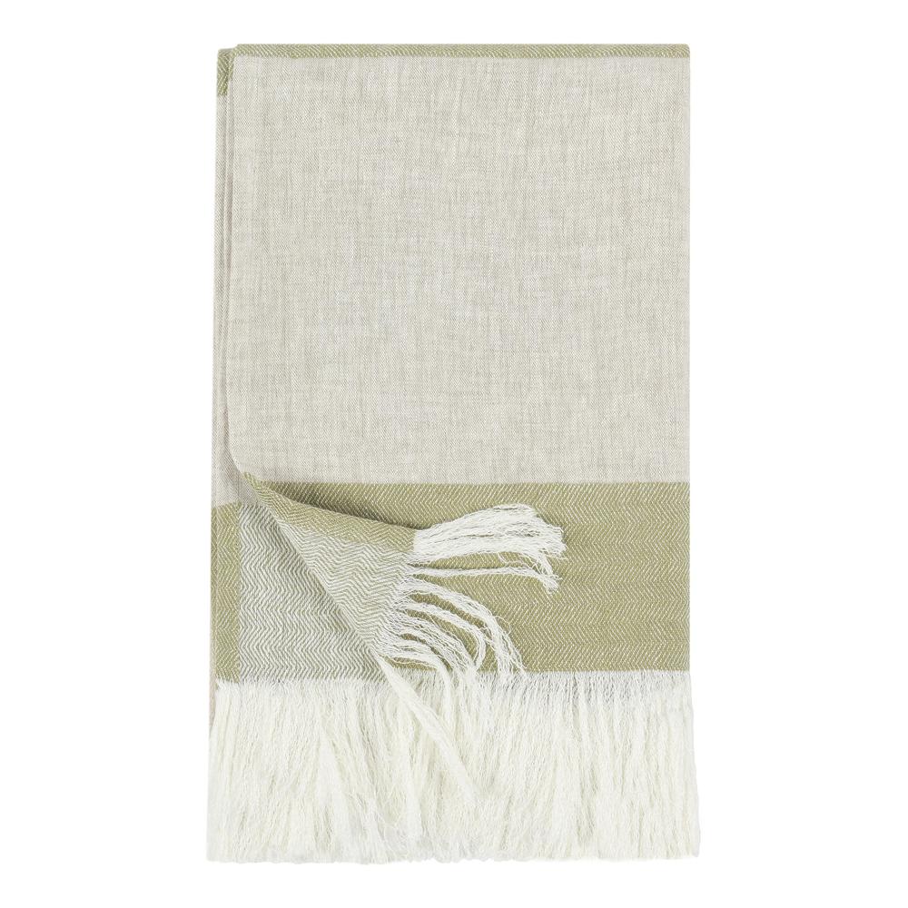 Talara 100% Belgian Linen Green Multicolor 50"x70" Throw Blanket Blanket. Picture 2