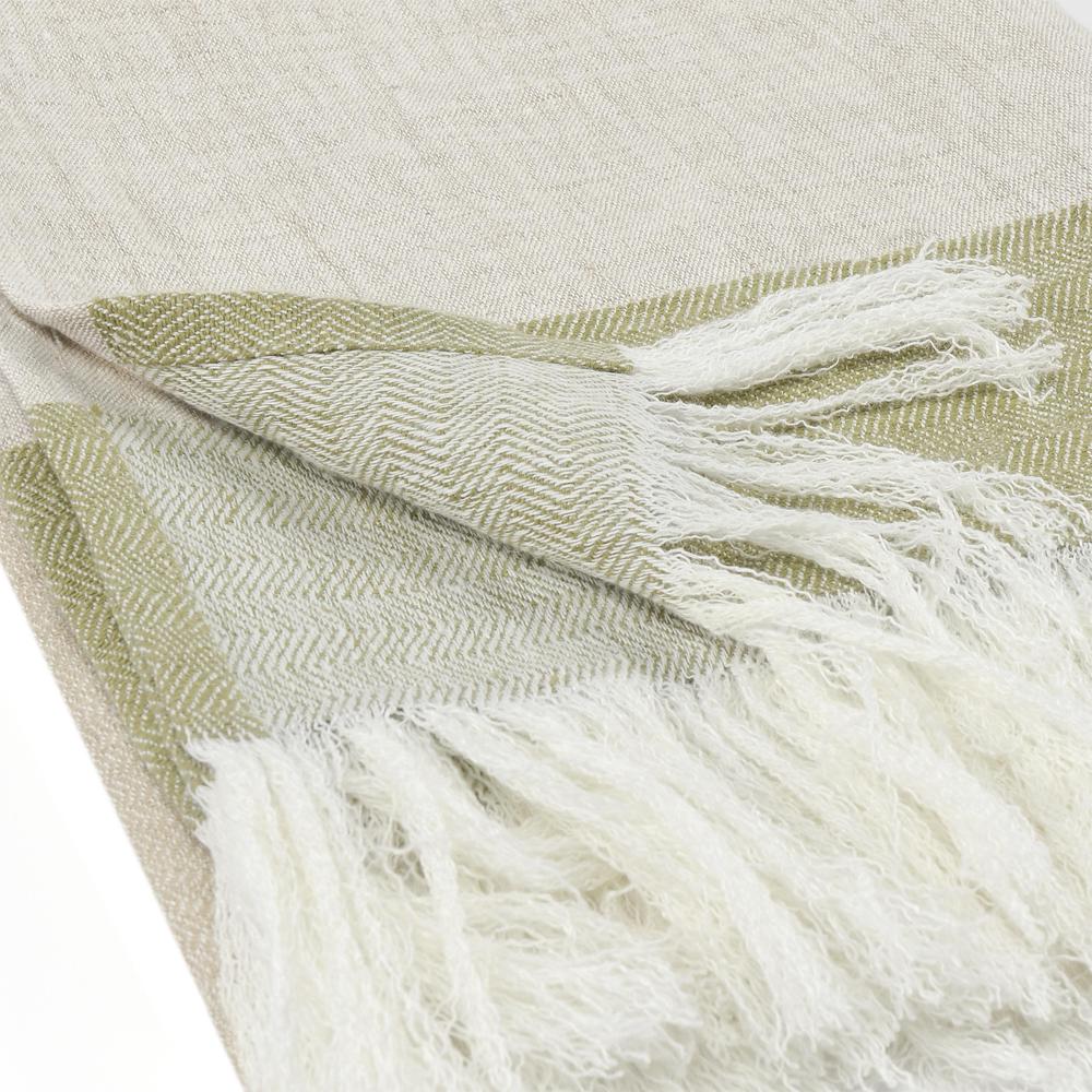 Talara 100% Belgian Linen Green Multicolor 50"x70" Throw Blanket Blanket. Picture 4