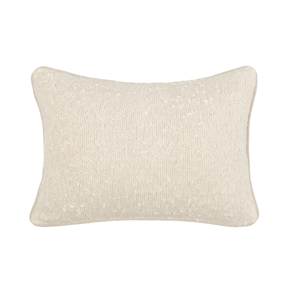 Sava 14"x20" Cotton Blend Throw Pillow, Ivory. Picture 1