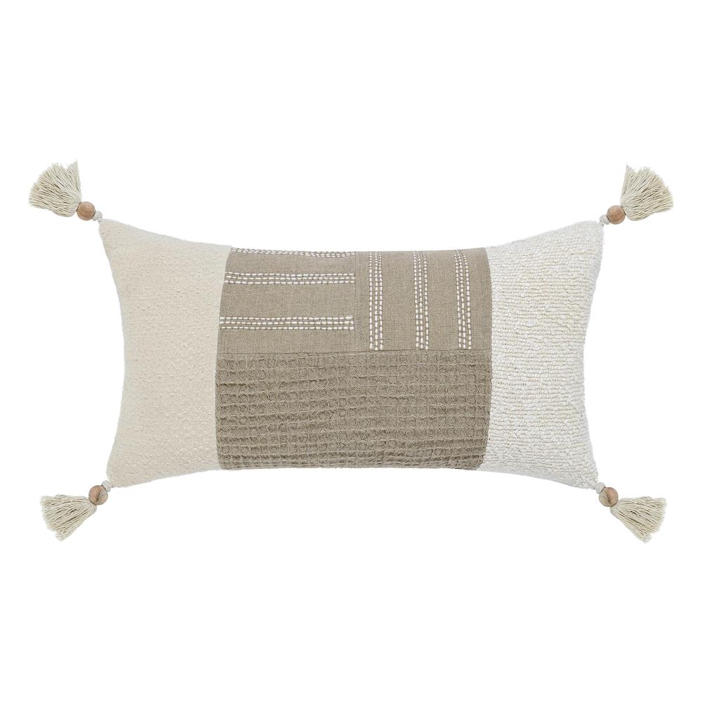 Yasa 14"x26" Cotton Blend Throw Pillow, Ivory. Picture 1
