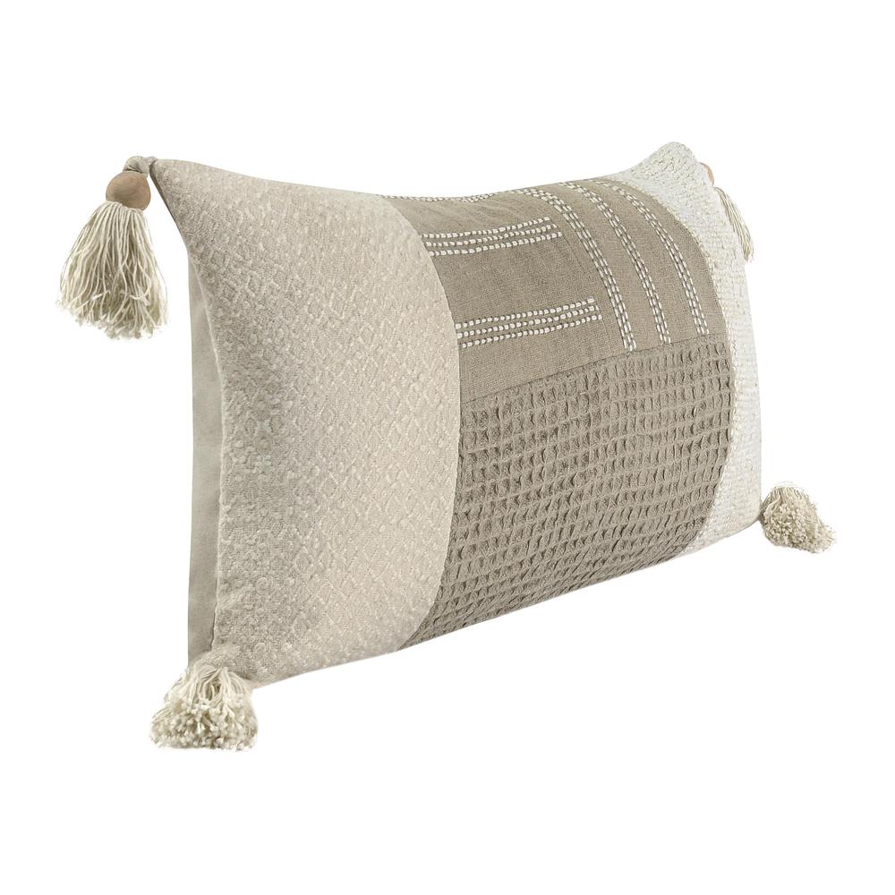 Yasa 14"x26" Cotton Blend Throw Pillow, Ivory. Picture 2