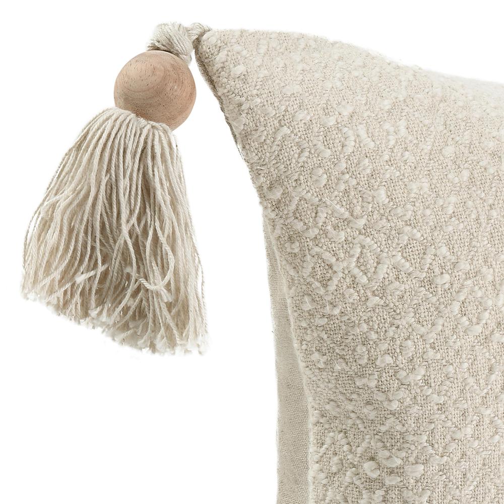 Yasa 14"x26" Cotton Blend Throw Pillow, Ivory. Picture 4