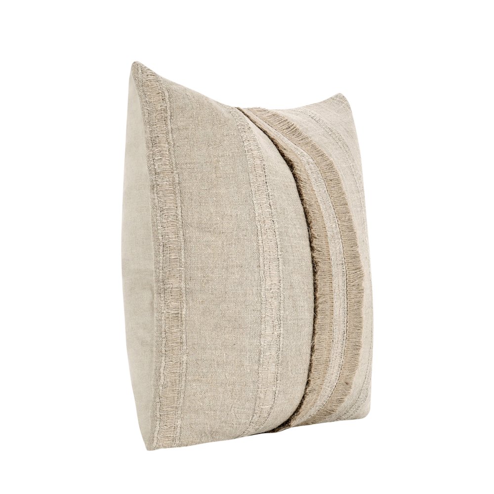 Valley 22" Belgian Linen Woven Throw Pillow, Natural. Picture 2
