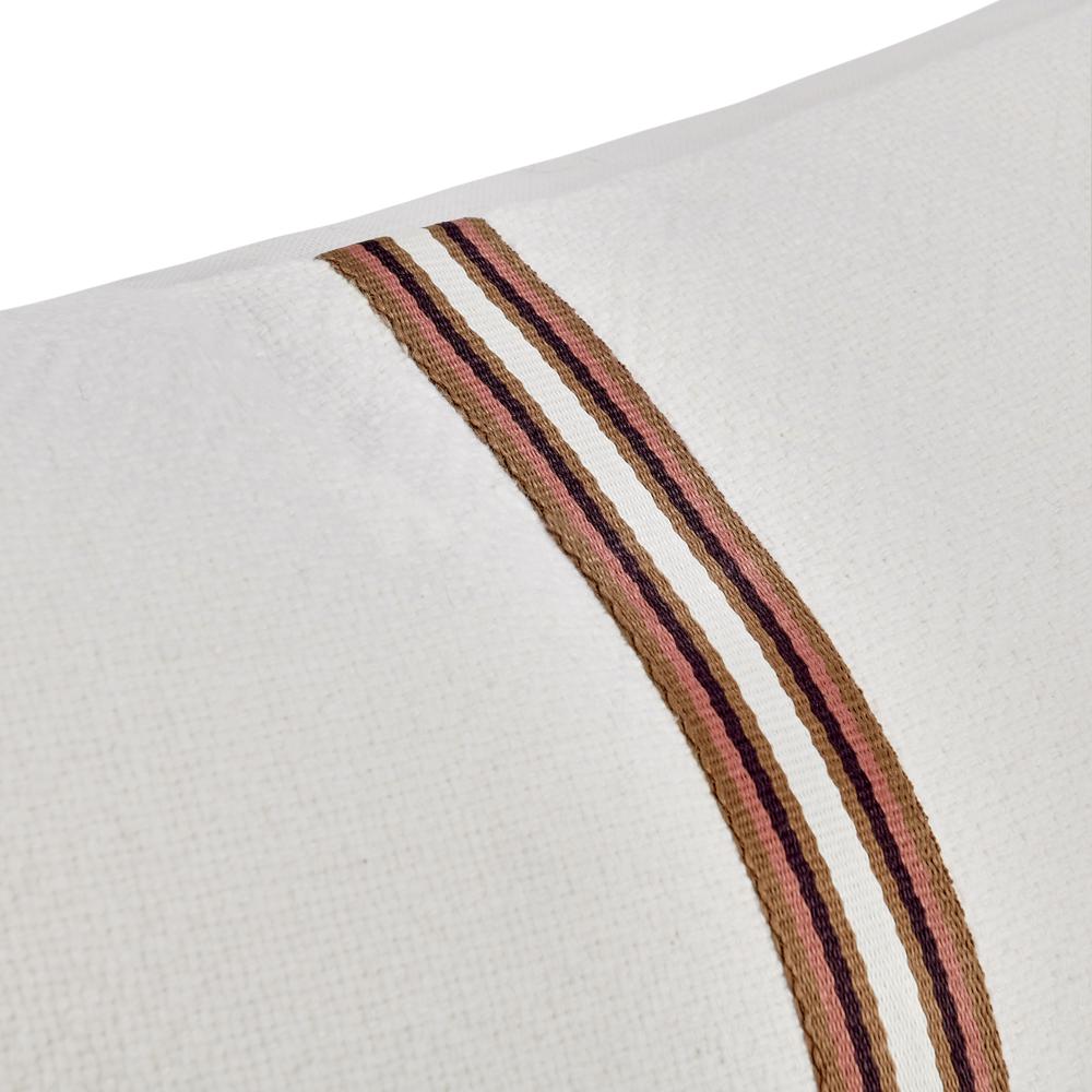 Ralph 22" Cotton Linen Throw Pillow, Ivory Sangria. Picture 5