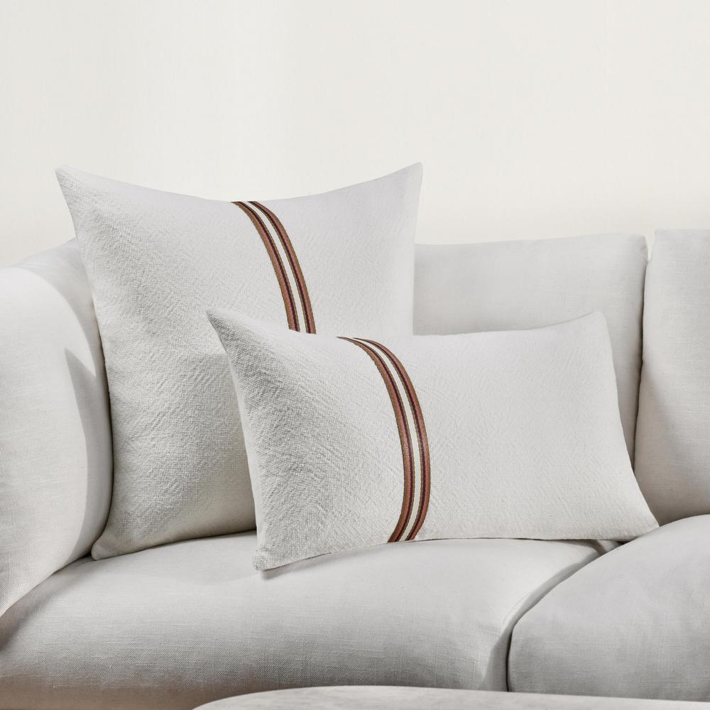 Ralph 22" Cotton Linen Throw Pillow, Ivory Sangria. Picture 8