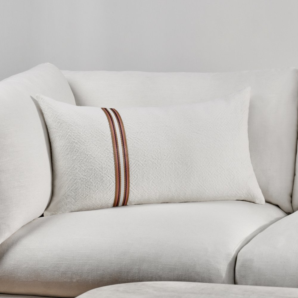 Ralph 14x26 Cotton Linen Fabric Throw Pillow, Ivory Sangria. Picture 6