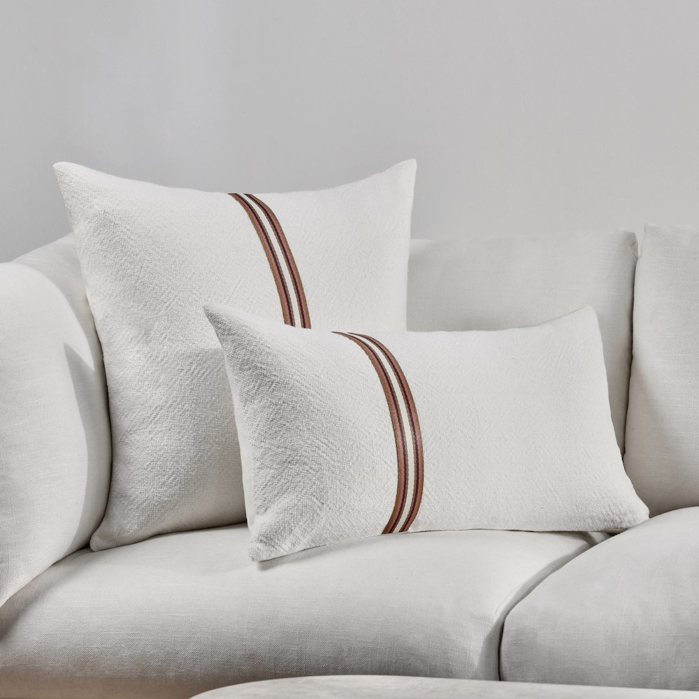 Ralph 14x26 Cotton Linen Fabric Throw Pillow, Ivory Sangria. Picture 8