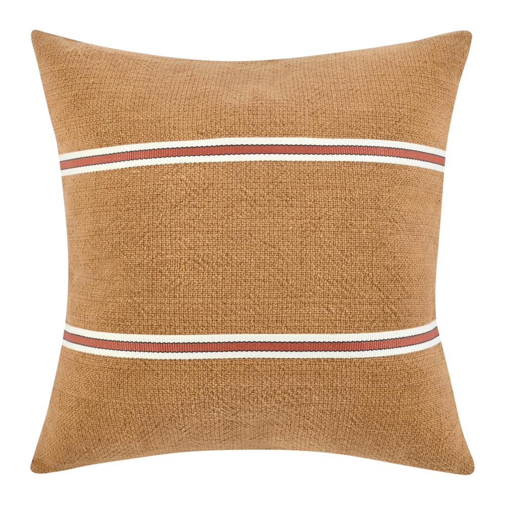 Pryce 22" Cotton Linen Blend Throw Pillow, Chestnut Brown. Picture 1