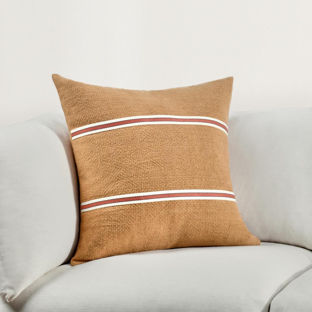 Pryce 22" Cotton Linen Blend Throw Pillow, Chestnut Brown. Picture 6