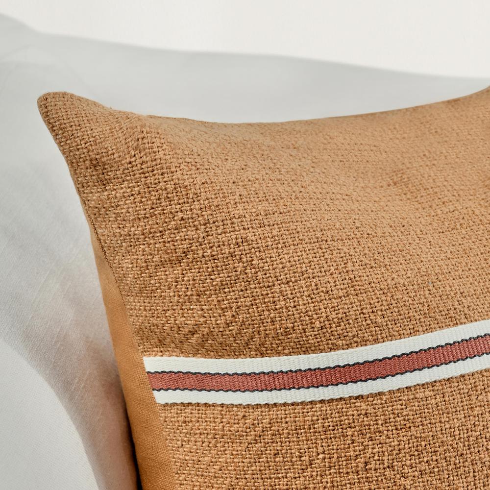 Pryce 22" Cotton Linen Blend Throw Pillow, Chestnut Brown. Picture 7