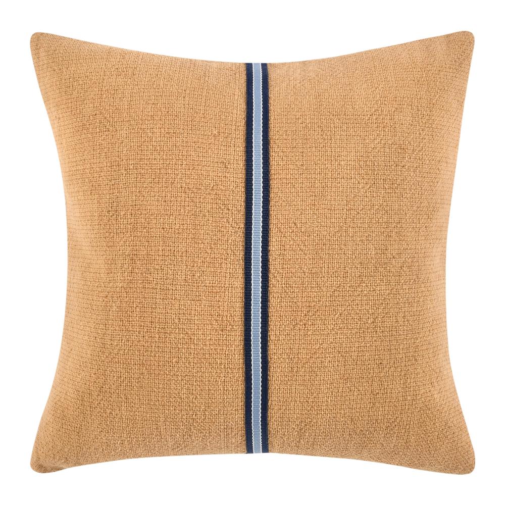 Edwin 22" Cotton Linen Blend Throw Pillow, Chestnut Brown. Picture 1