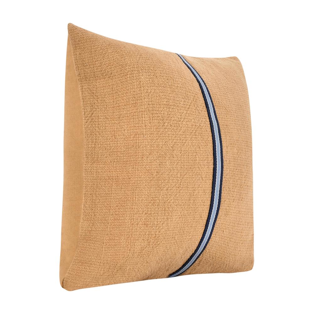 Edwin 22" Cotton Linen Blend Throw Pillow, Chestnut Brown. Picture 2