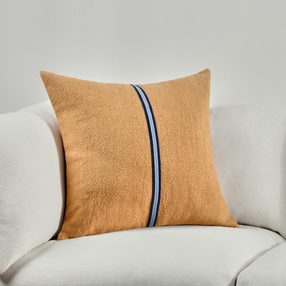 Edwin 22" Cotton Linen Blend Throw Pillow, Chestnut Brown. Picture 6