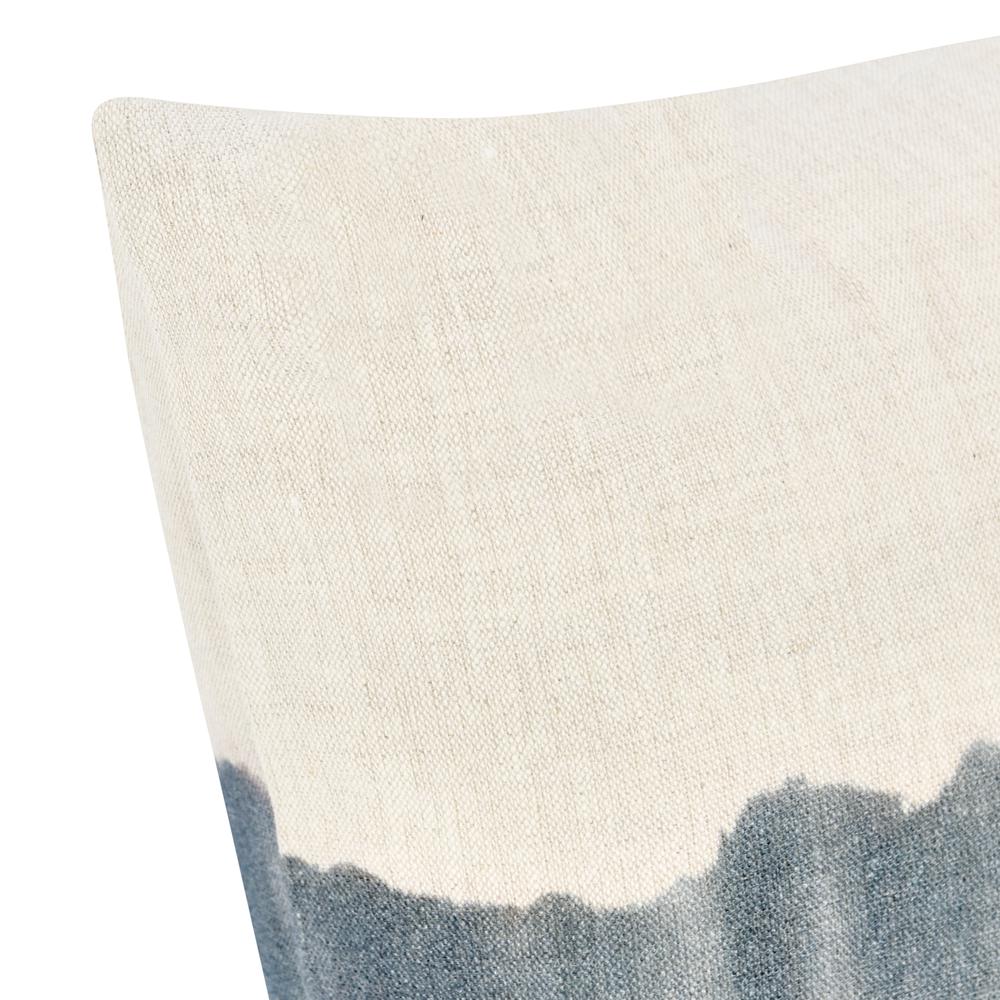Cora 20" Belgian Linen Hand Painted Throw Pillow, Blue. Picture 4