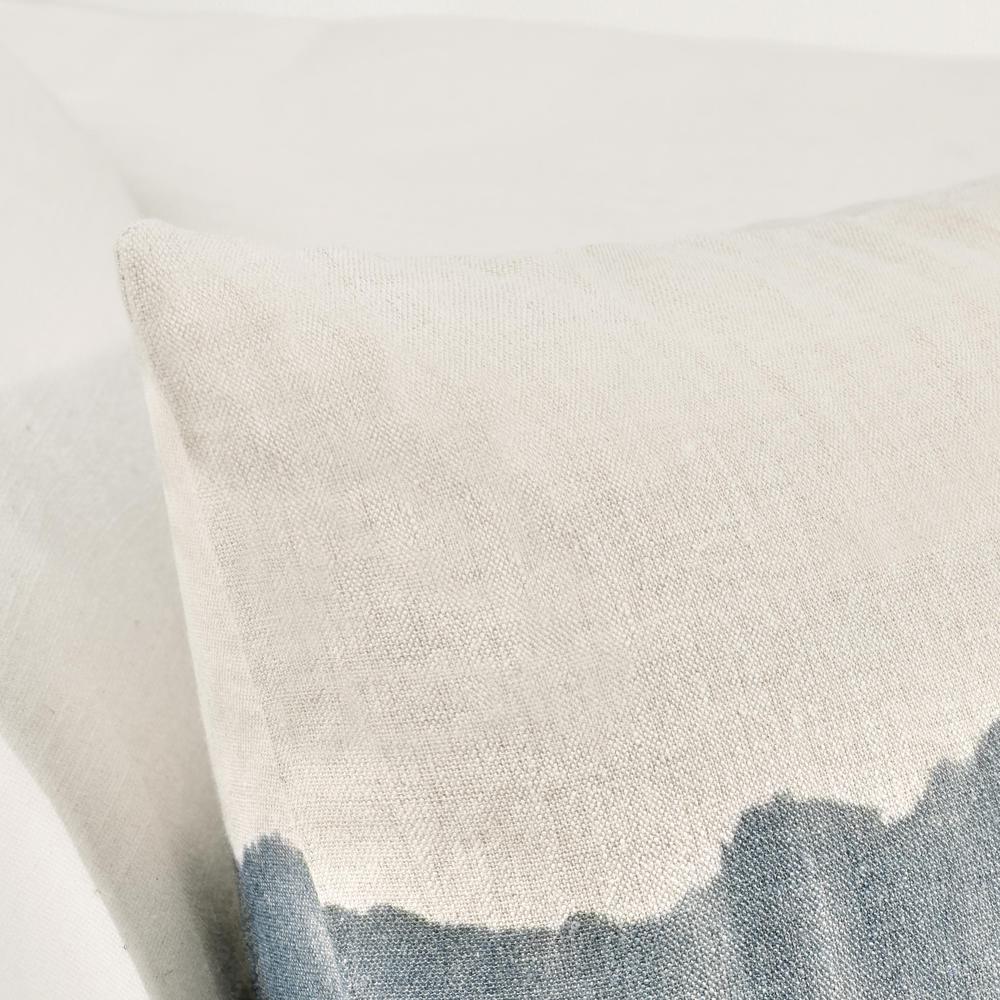 Cora 20" Belgian Linen Hand Painted Throw Pillow, Blue. Picture 6