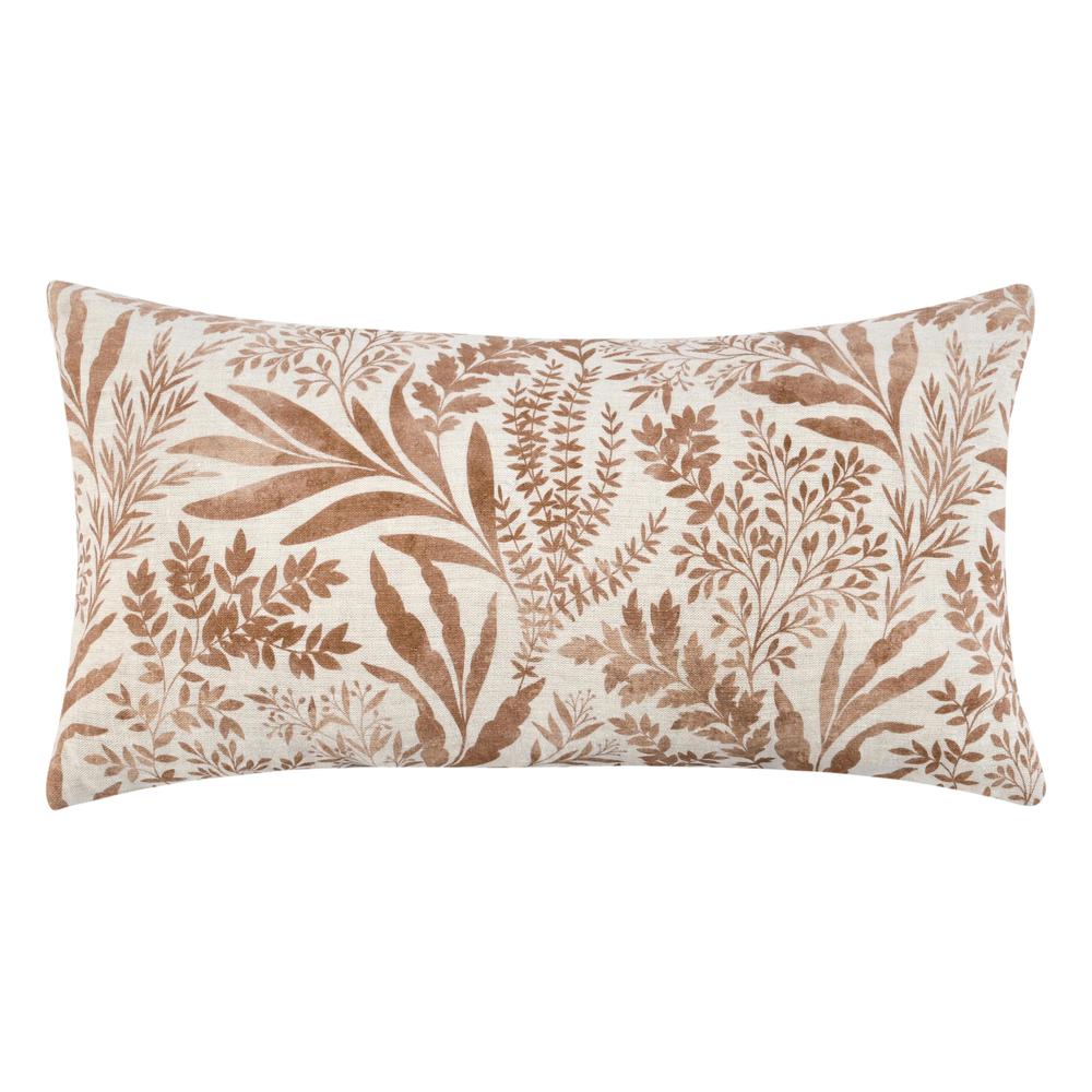 Mulberry 14"x26" Belgian Linen Blend Throw Pillow, Chestnut Brown. Picture 1