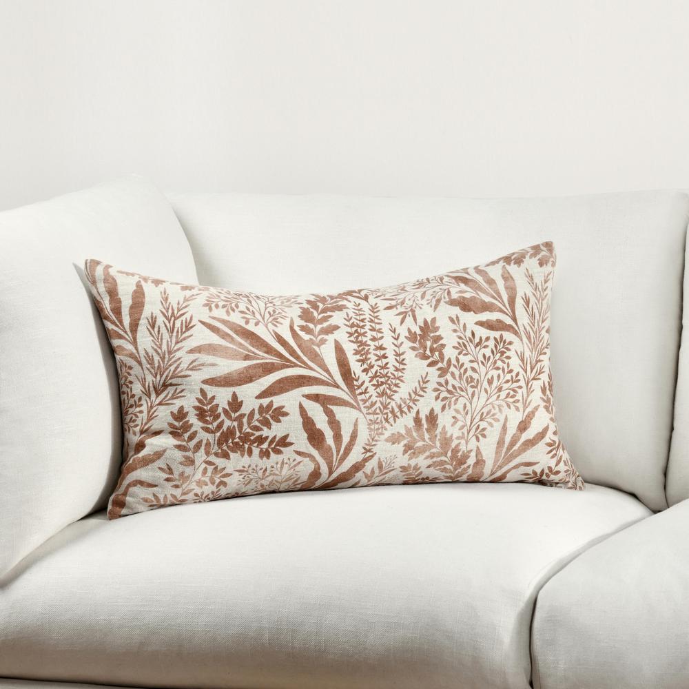 Mulberry 14"x26" Belgian Linen Blend Throw Pillow, Chestnut Brown. Picture 6