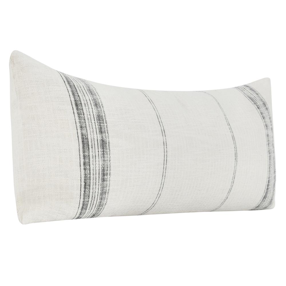 Ria 16"x36" Cotton Fabric Throw Pillow, Ivory/Gray. Picture 2