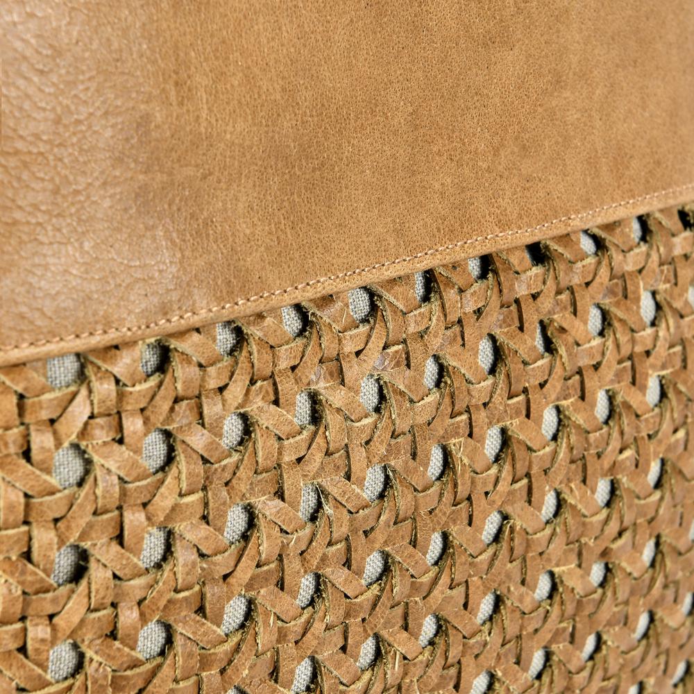 Toscano 18" Genuine Leather Throw Pillow, Chestnut Brown. Picture 5