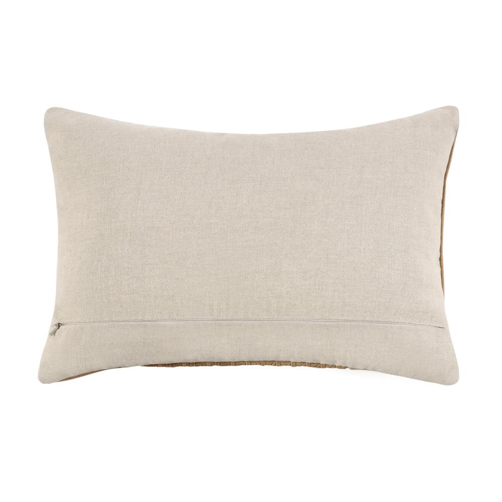 Toscano 14"x20" Genuine Leather Throw Pillow, Chestnut Brown. Picture 4