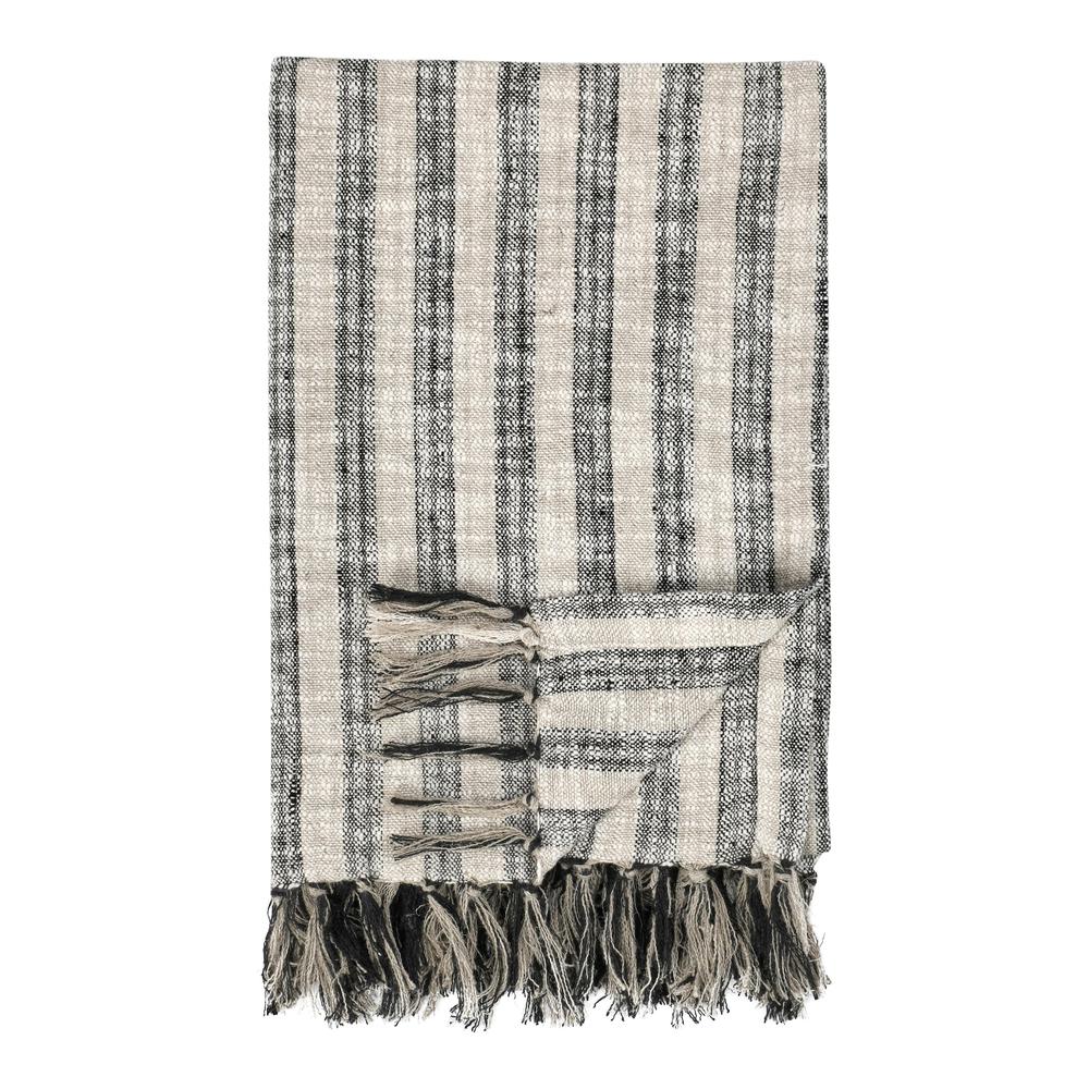 Linna 100% Cotton Black 50"x70" Throw Blanket Blanket. Picture 2