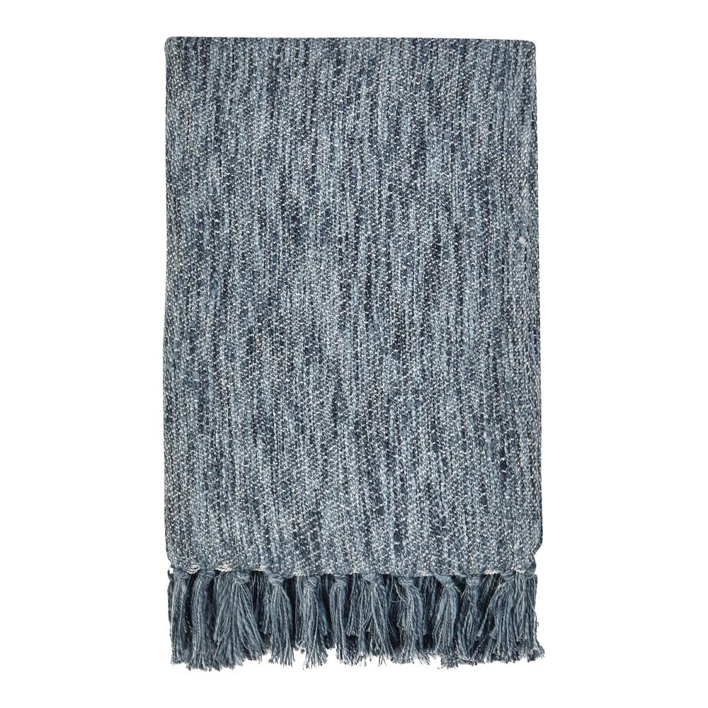 TC Sharma 100% Cotton Linen Denim Blue Throw Blanket 50"x70". Picture 1