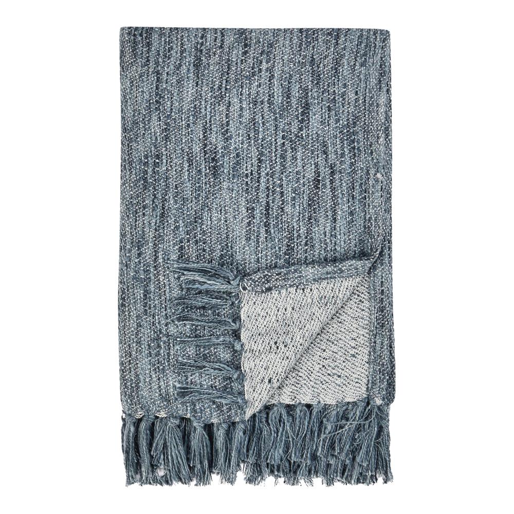 TC Sharma 100% Cotton Linen Denim Blue Throw Blanket 50"x70". Picture 2