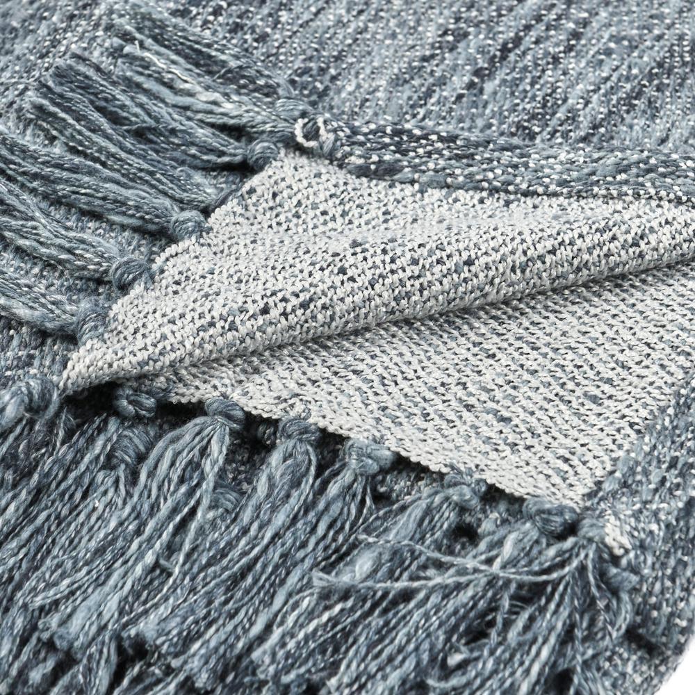 TC Sharma 100% Cotton Linen Denim Blue Throw Blanket 50"x70". Picture 4