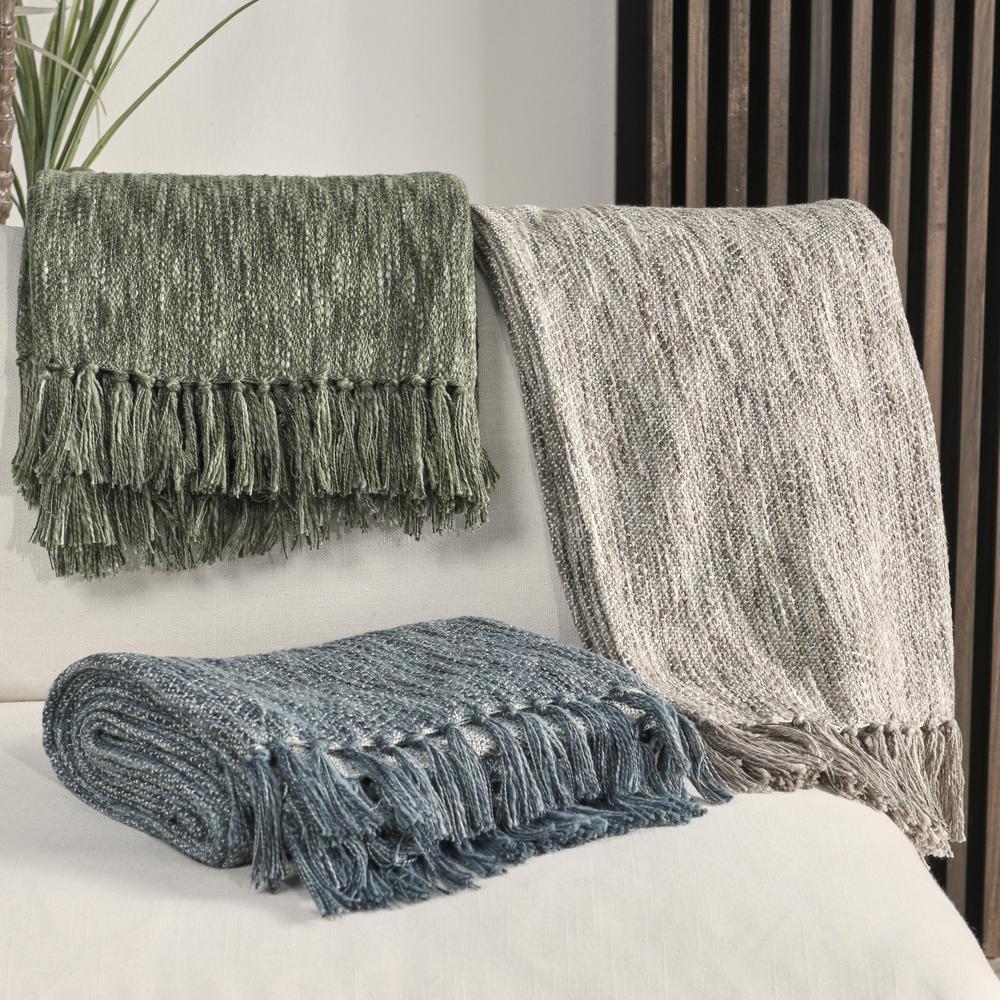 TC Sharma 100% Cotton Linen Denim Blue Throw Blanket 50"x70". Picture 6