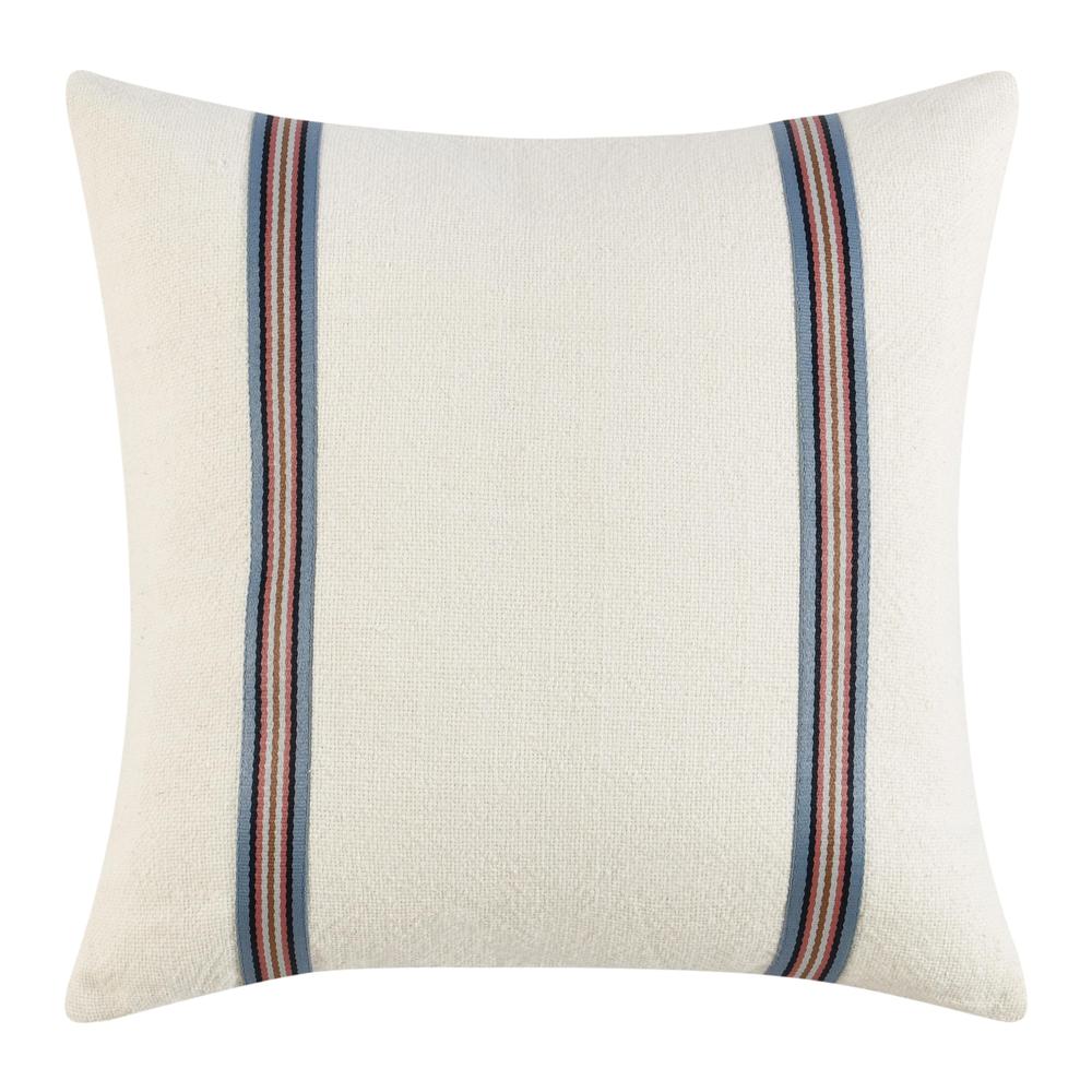 Bacall 22" Cotton Linen Blend Throw Pillow, White. Picture 1
