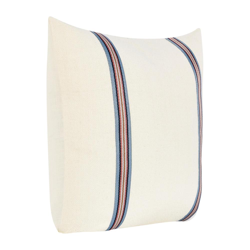 Bacall 22" Cotton Linen Blend Throw Pillow, White. Picture 2