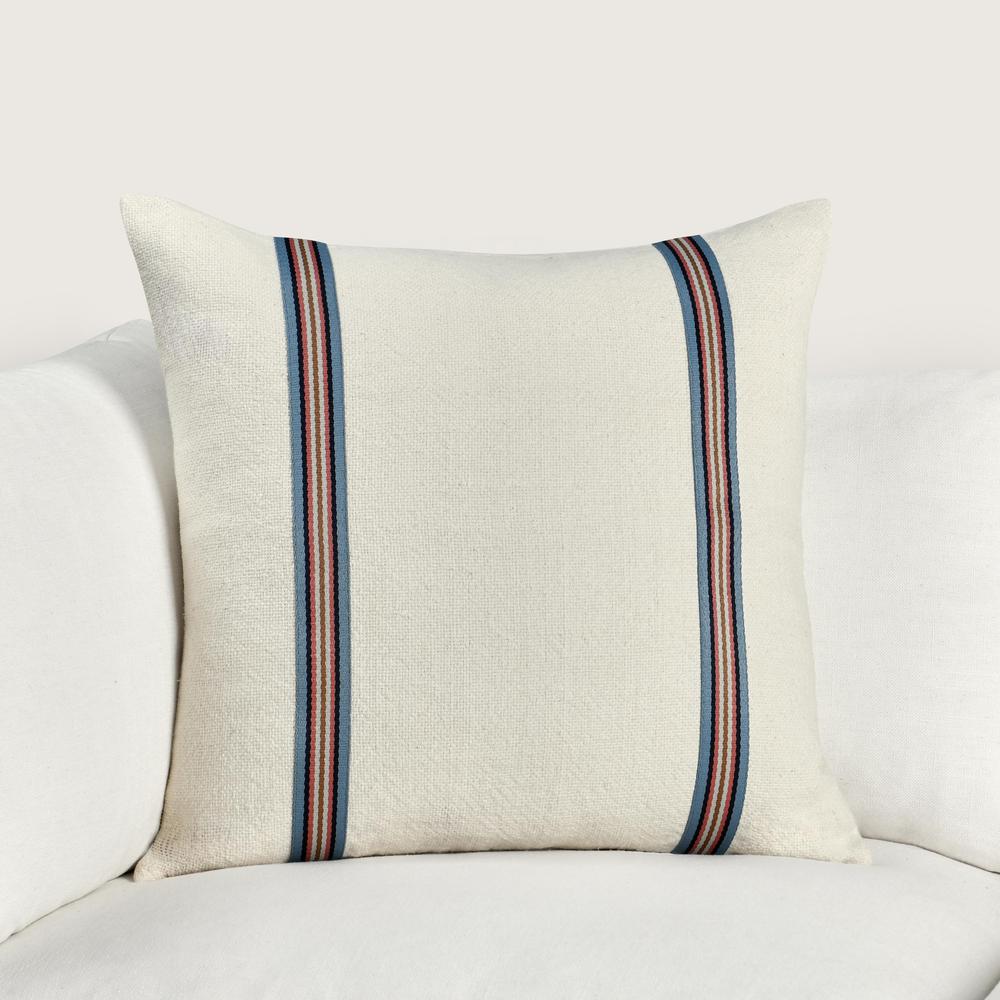 Bacall 22" Cotton Linen Blend Throw Pillow, White. Picture 6