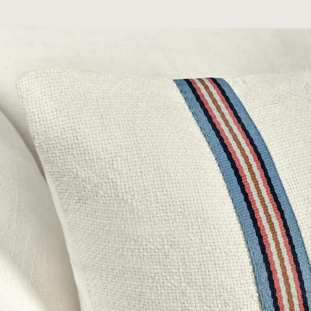 Bacall 22" Cotton Linen Blend Throw Pillow, White. Picture 7