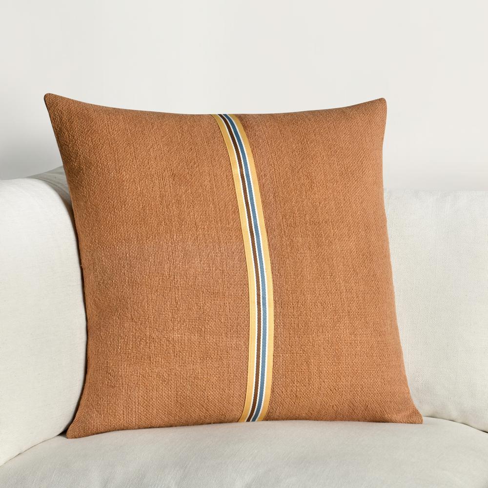 Rowland 22" Cotton Linen Blend Throw Pillow, Hazel Brown. Picture 6