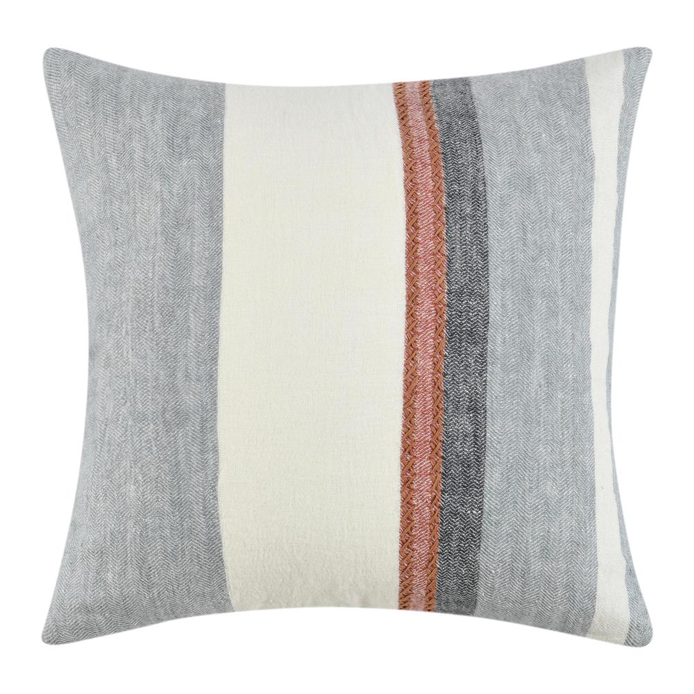 Caylor 22" Belgian Linen Blend Multicolor Throw Pillow. Picture 1